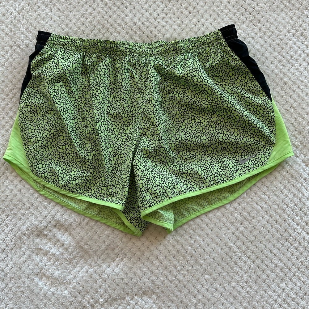 Nike Lime Green Patterned Athletic Shorts